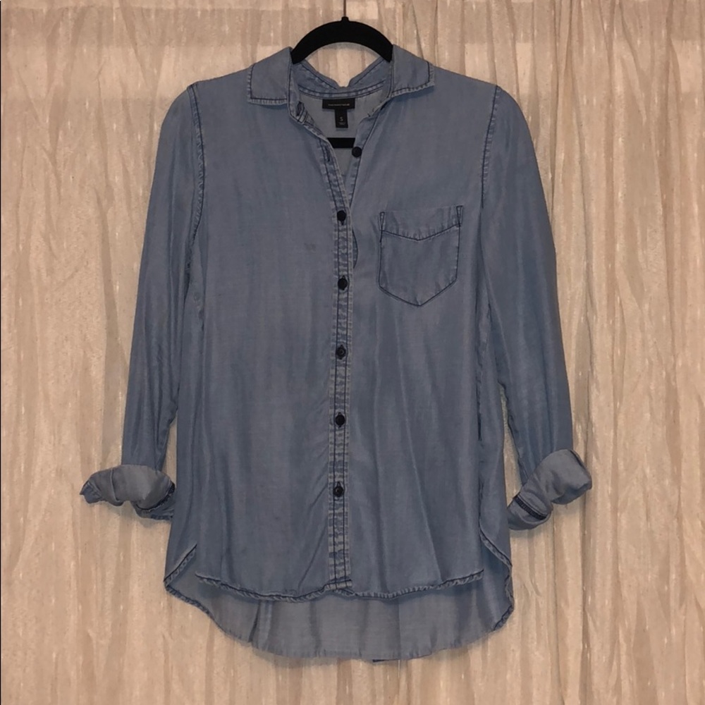 Blue jean button up top